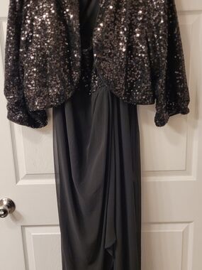 R& M Richards Mother of the Bride Black Sequin Dress with Jacket Sz. 22W